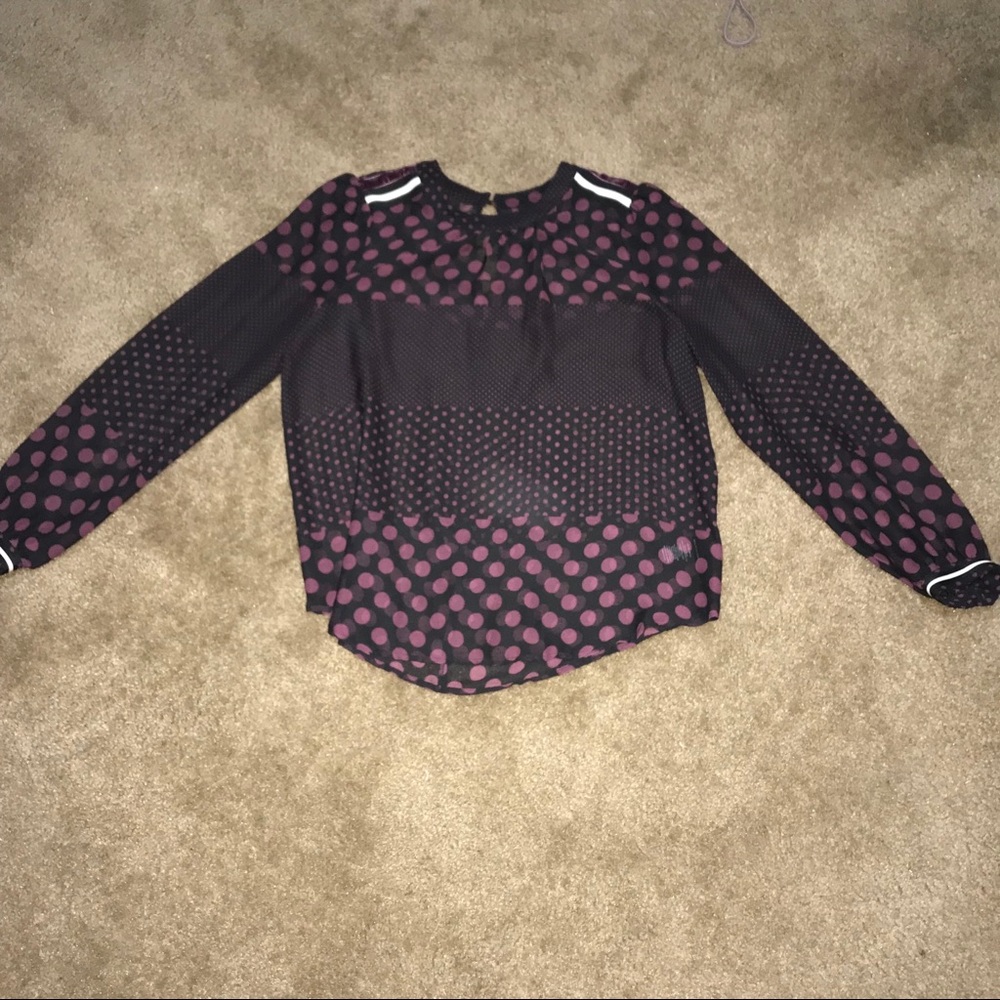 Purple polka dot blouse